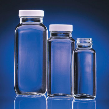 CLEAR FRENCH SQR BOTTLE 0.5 OZ W/RUBBER LINED PP CAP